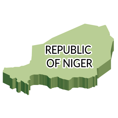 ニジェール共和国無料フリーイラスト｜英語・立体(緑)